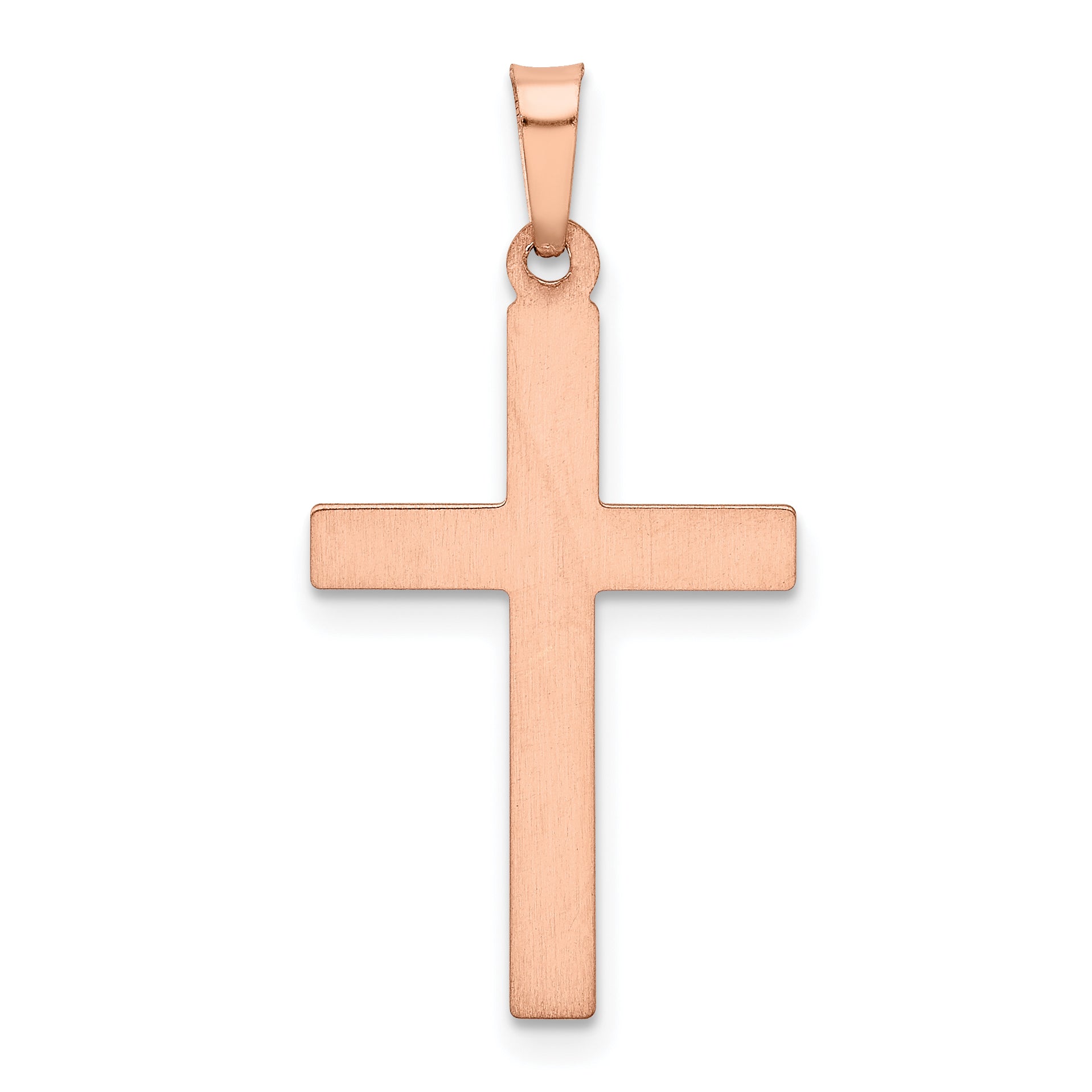 14K Rose Gold Rhodium Hollow Cross Pendant