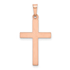14K Rose Gold Rhodium Hollow Cross Pendant