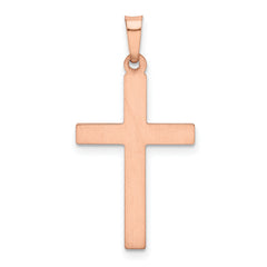 14K Rose Gold Rhodium Hollow Cross Pendant
