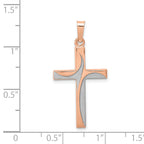 14K Rose Gold Rhodium Hollow Cross Pendant