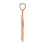 14K Rose Gold Rhodium Diamond Cut Cross Pendant