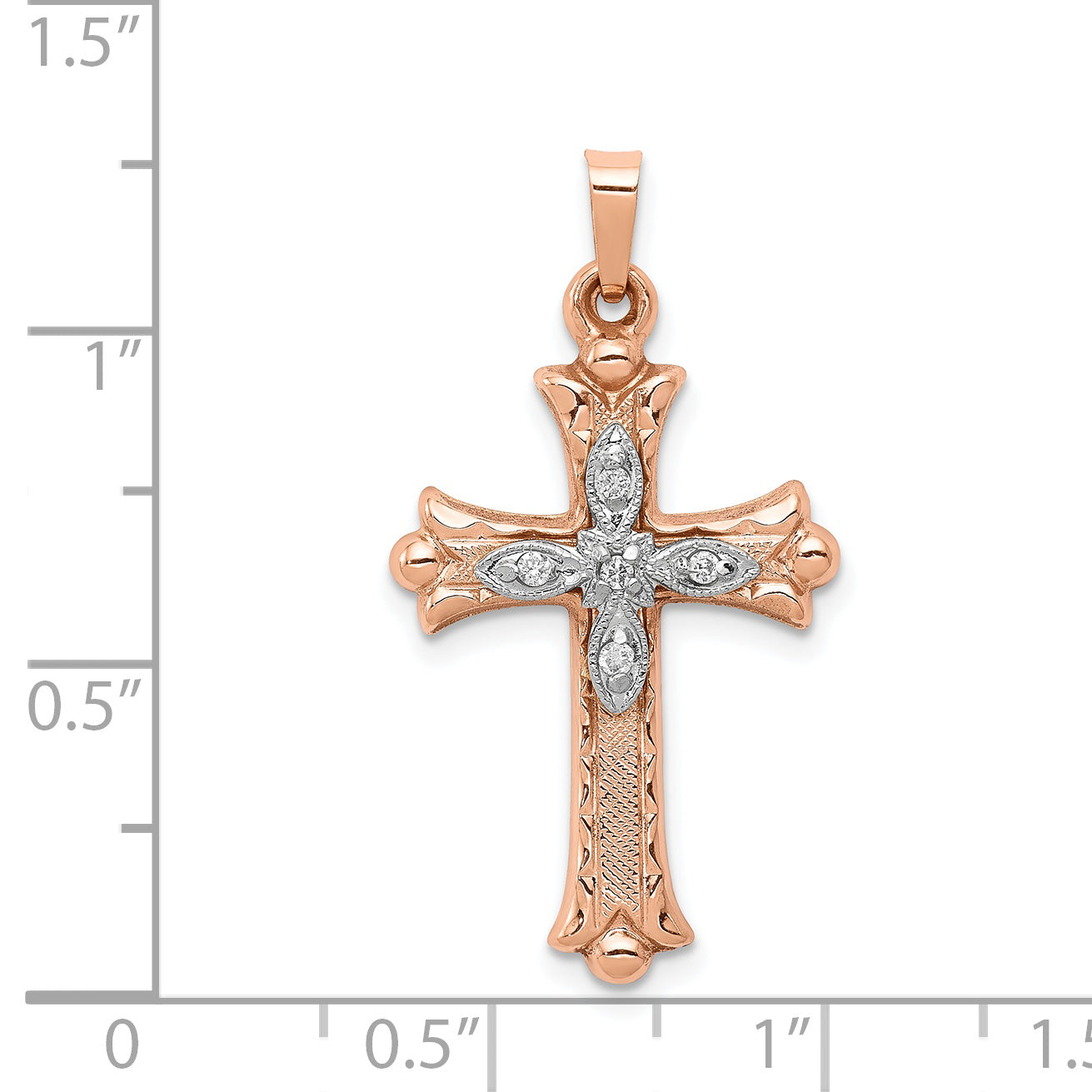 14K Two-tone Diamond Cross Pendant
