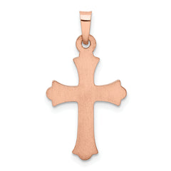 14K Rose Gold Heart Hollow Cross Pendant