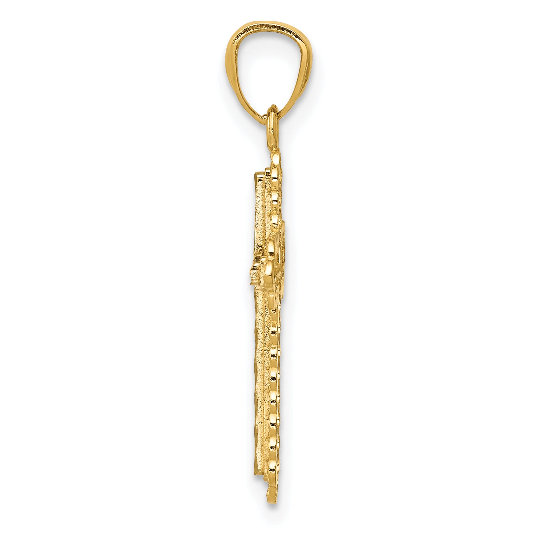 14K With Rhodium Diamond Cut Cross Pendant Secondary image