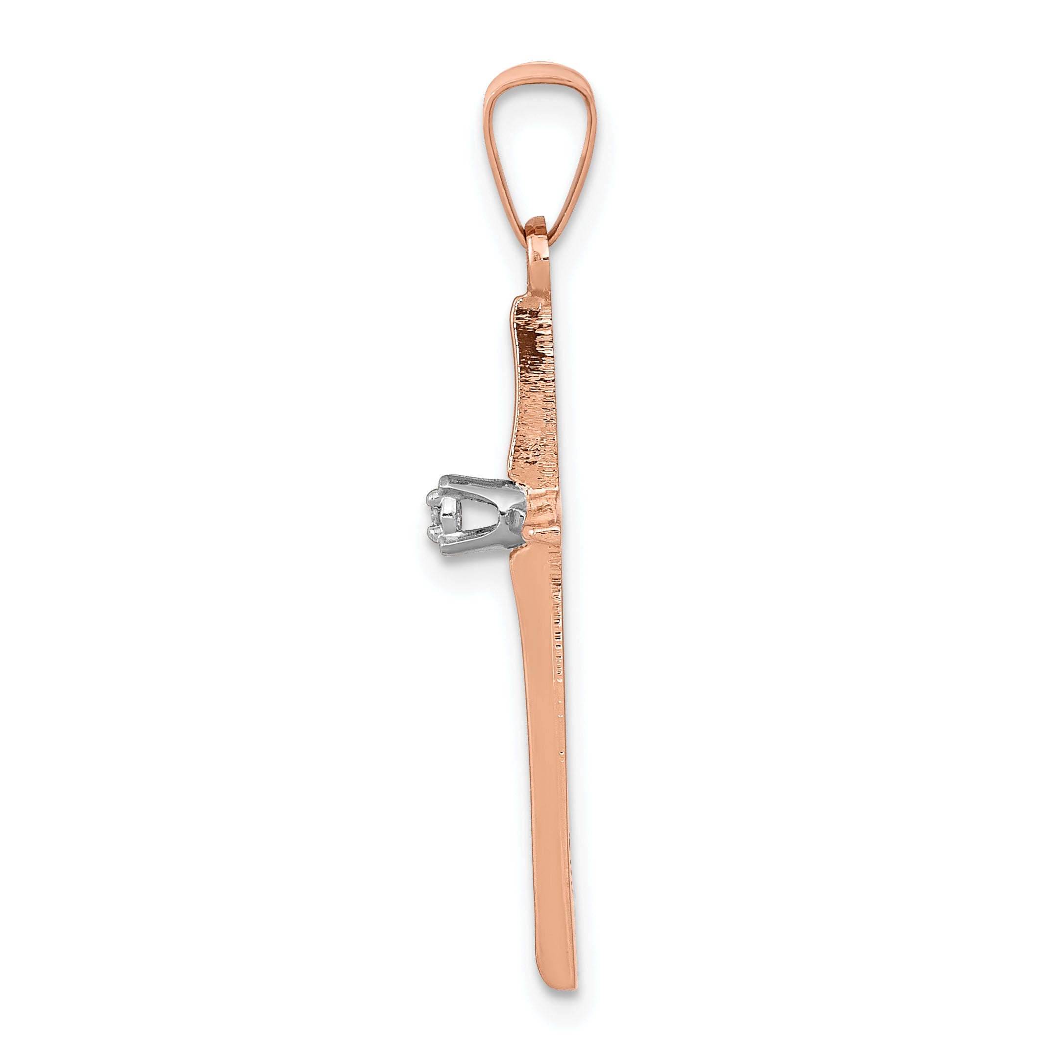 14K Rose Gold Diamond Cross Pendant Secondary image