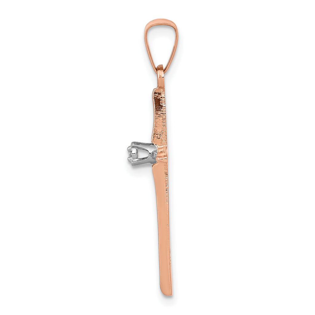 14K Rose Gold Diamond Cross Pendant