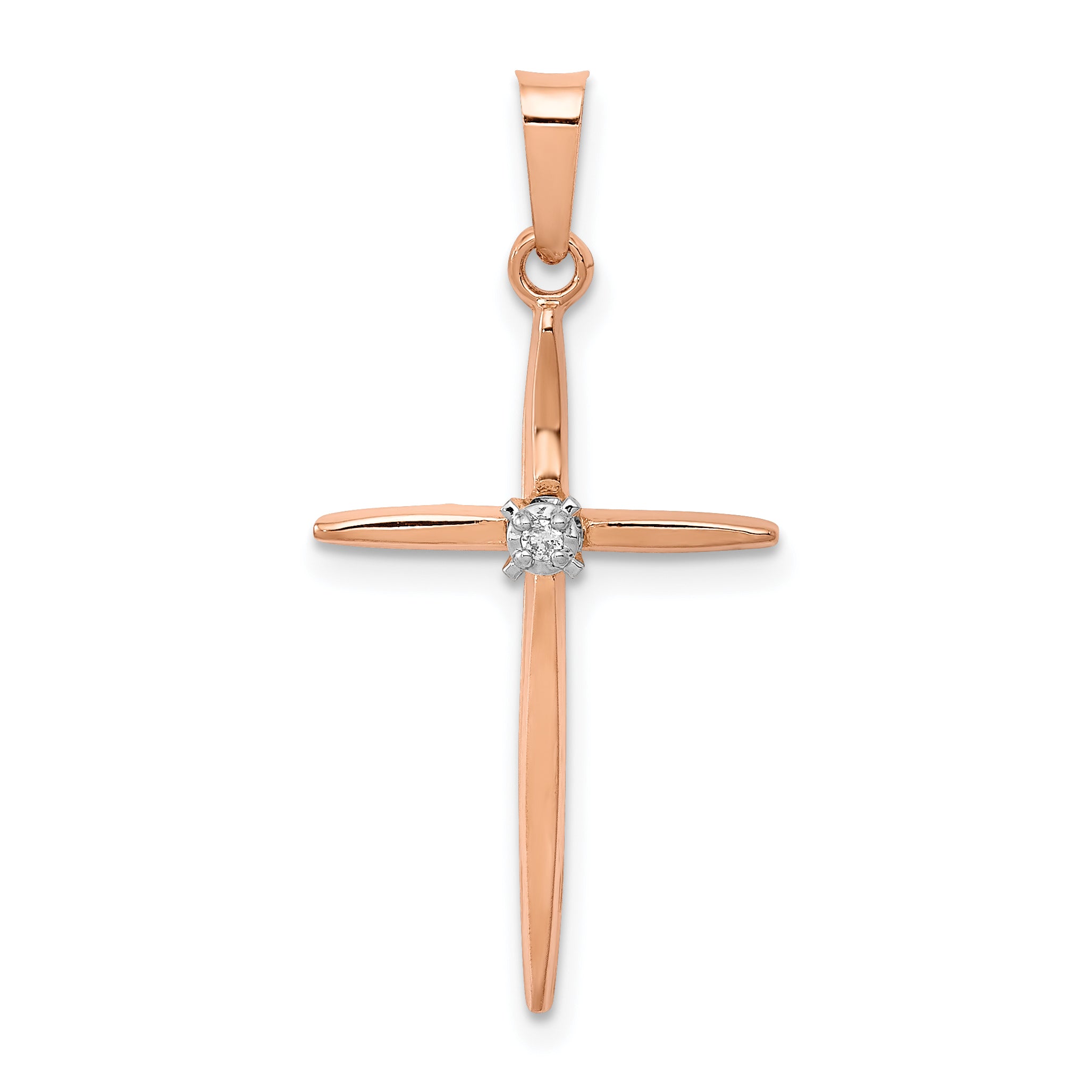 14k Rose Gold Diamond Cross Pendant Main image