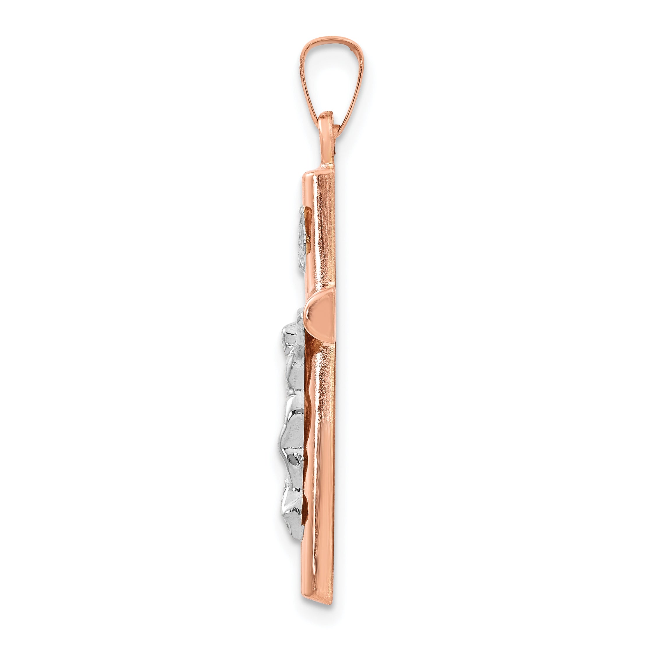 14K Two-tone Gold Hollow Crucifix Pendant Secondary image