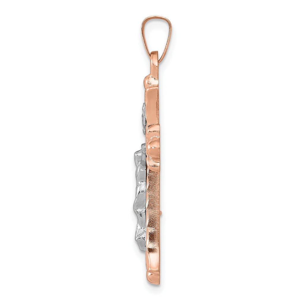 14K Two-tone Hollow Crucifix Pendant