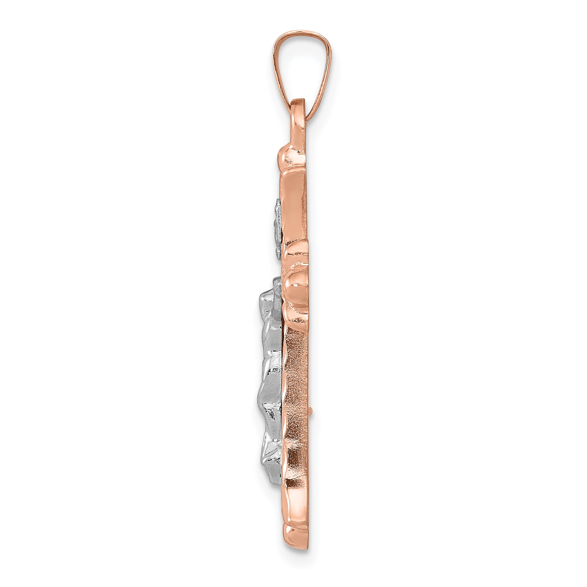 14K Two-tone Hollow Crucifix Pendant