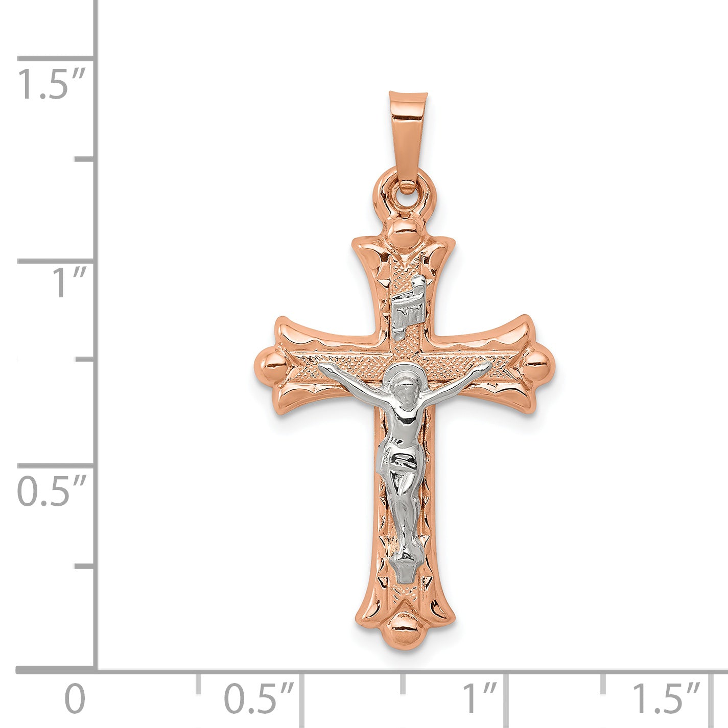 14K Two-tone Hollow Crucifix Pendant