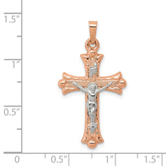14K Two-tone Hollow Crucifix Pendant