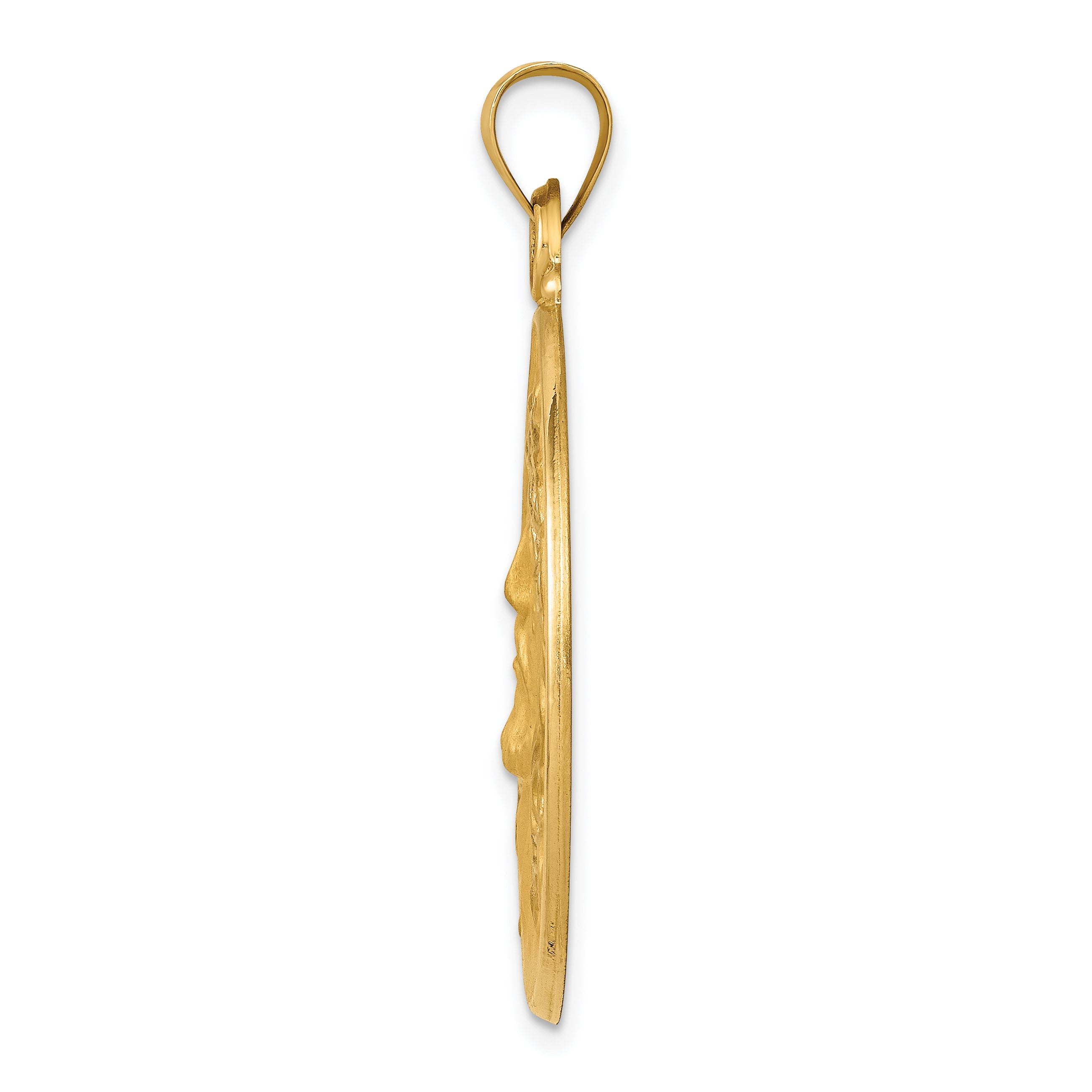 14K Polished and Satin Face of Jesus Medal Hollow Pendant