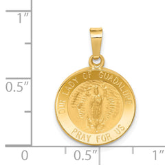 14K Polished and Satin Our Lady Guadalupe Medal Hollow Pendant