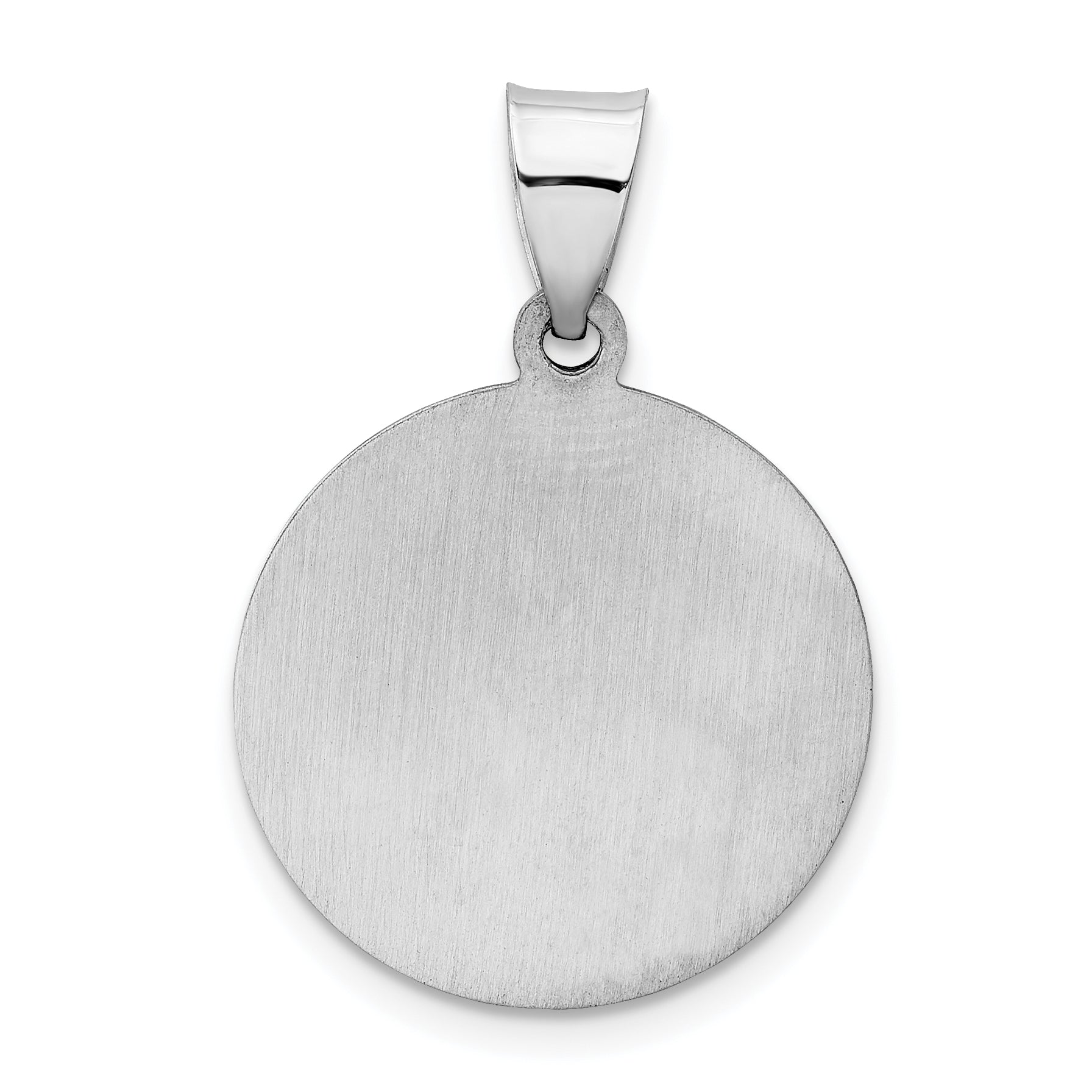14K White Gold Lady of Guadalupe Medal Hollow Pendant