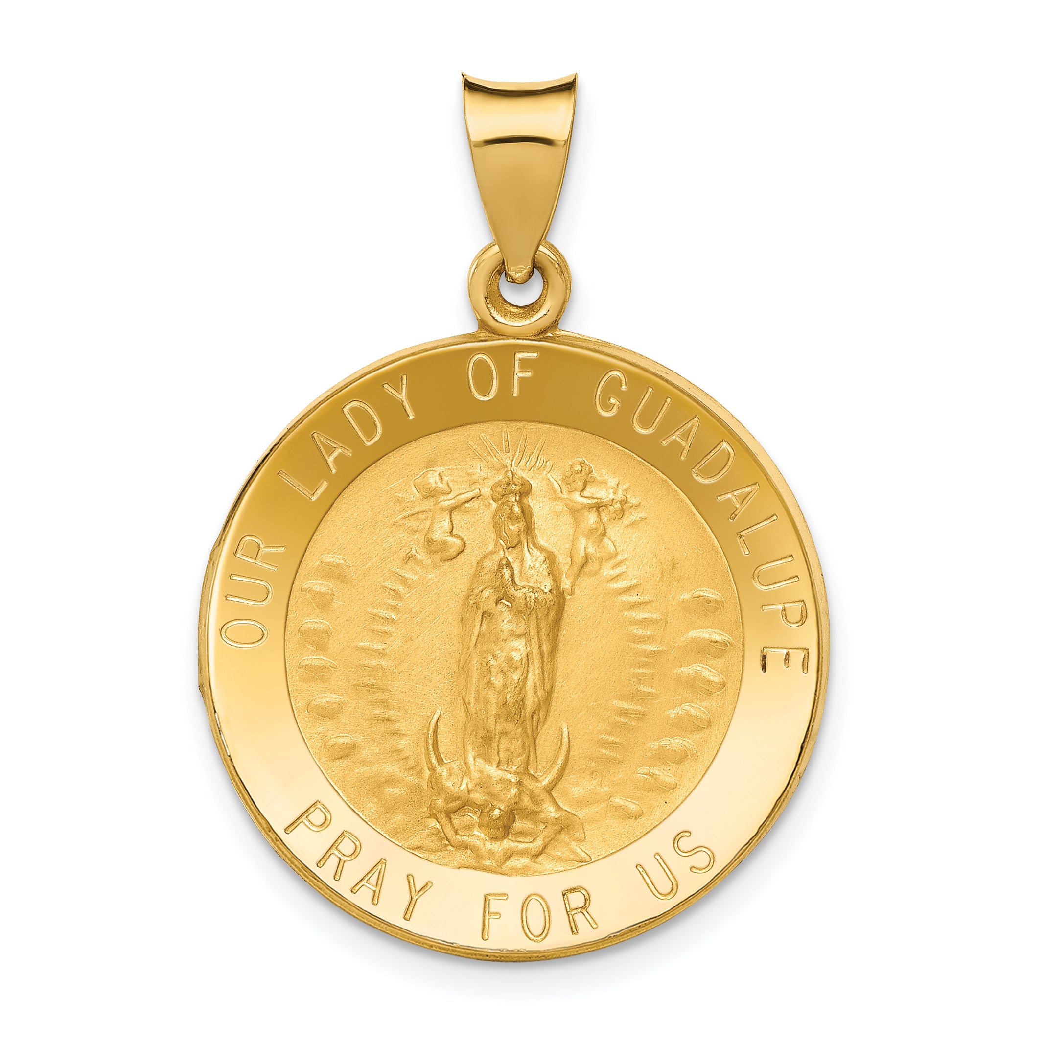14k Polished/Satin Our Lady of Guadalupe Medal Hollow Pendant Main image