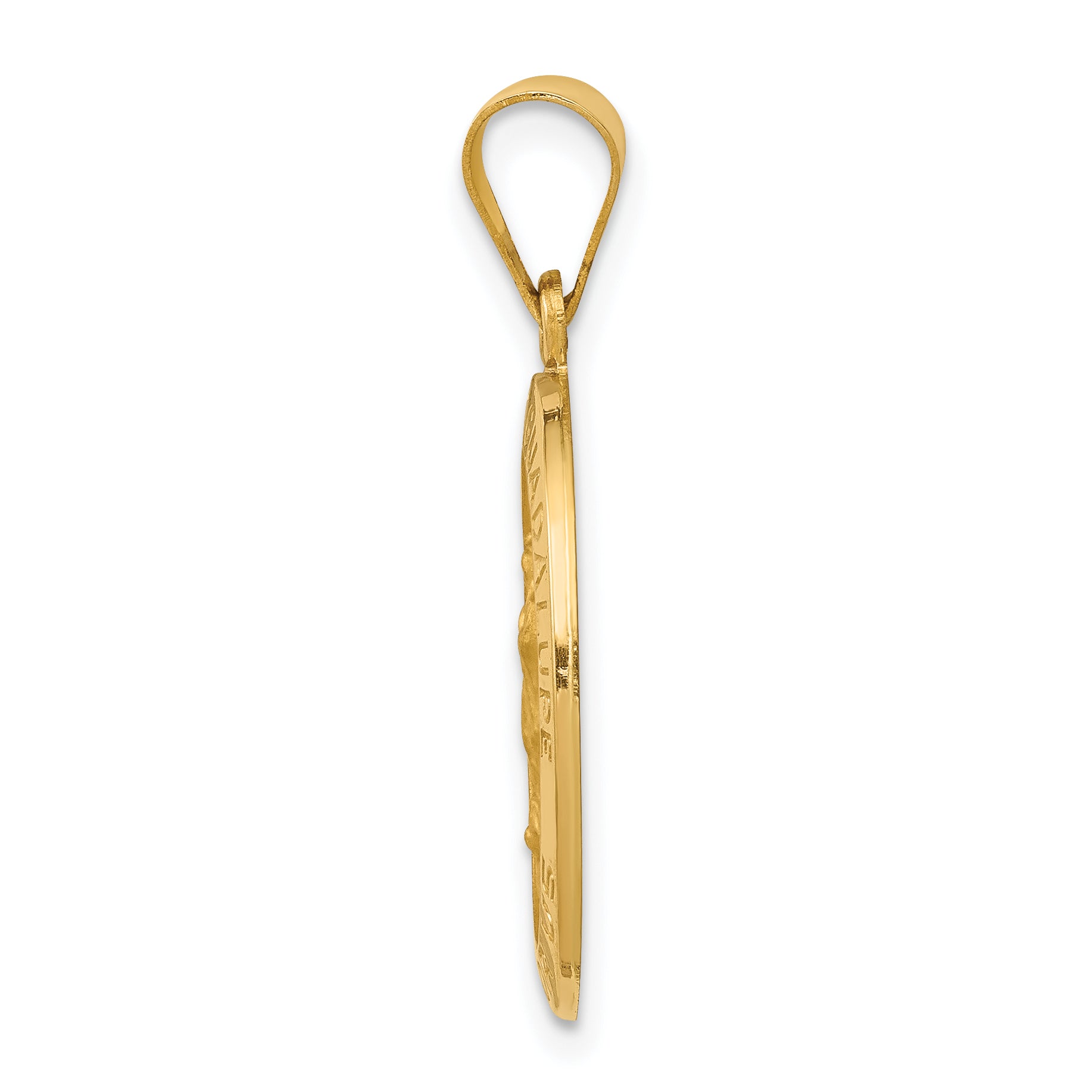 14K Polished and Satin Our Lady Guadalupe Medal Hollow Pendant