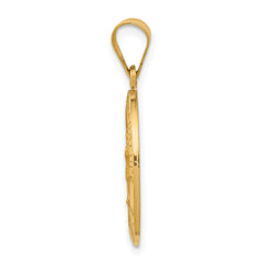 14K Polished and Satin Our Lady Guadalupe Medal Hollow Pendant