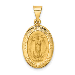 14k Polished and Satin Our Lady Guadalupe Medal Hollow Pendant