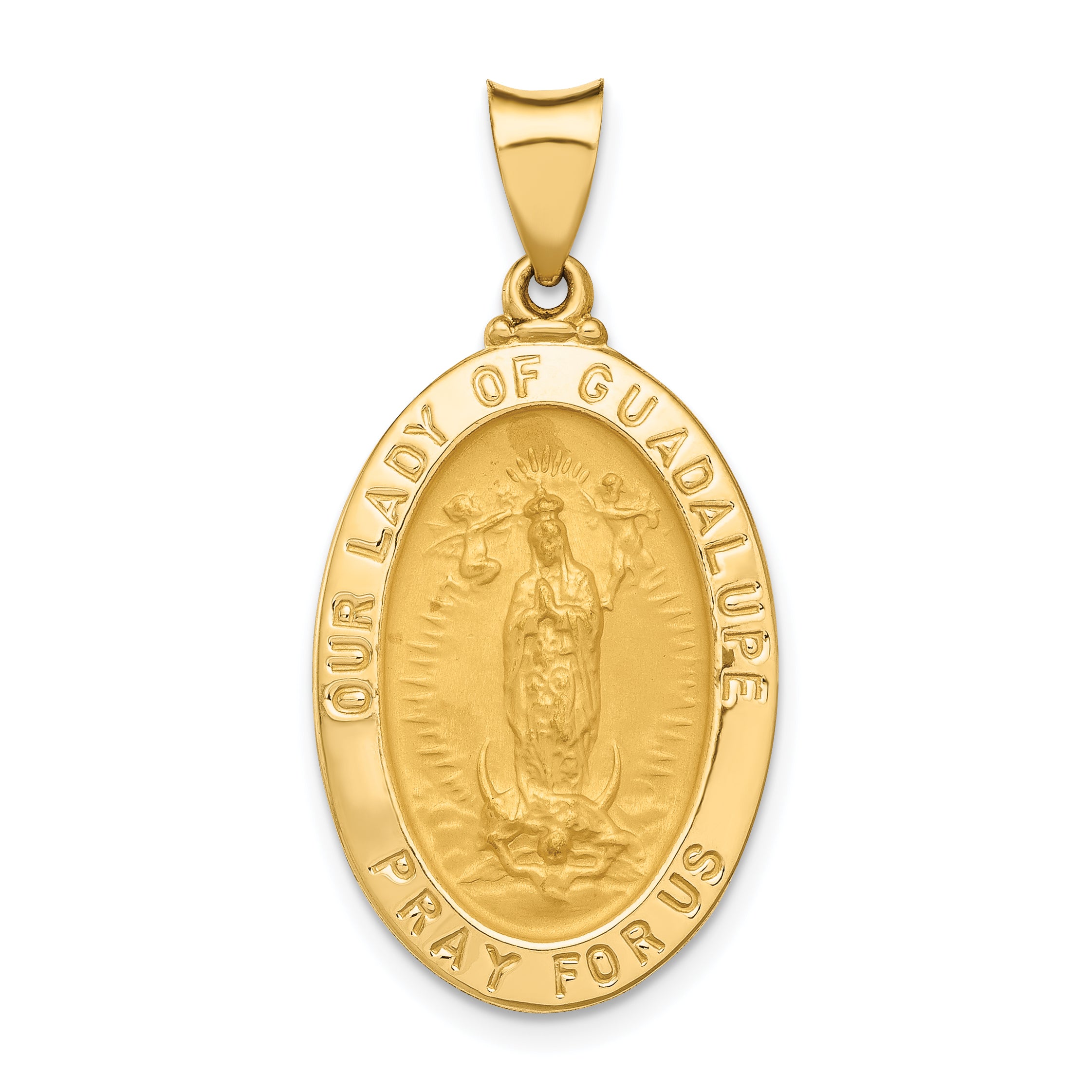 14k Polished and Satin Our Lady Guadalupe Medal Hollow Pendant Main image