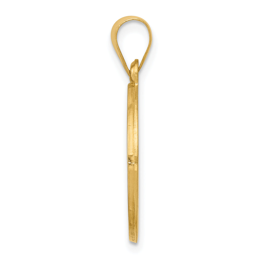14K Polished and Satin Our Lady of Lourdes Medal Hollow Pendant