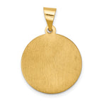 14K Polished and Satin Our Lady of Lourdes Medal Hollow Pendant