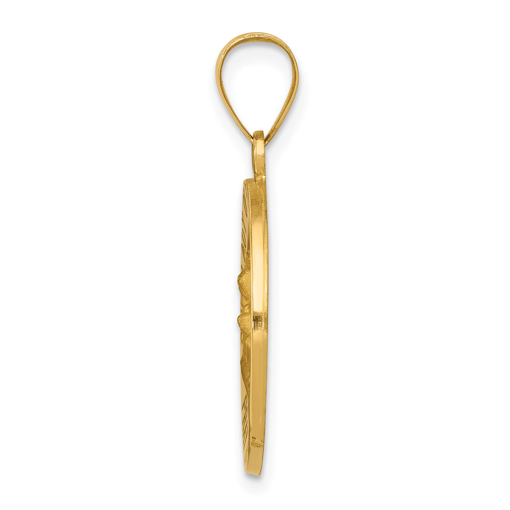 14K Polished/Satin Our Lady Perpetual Help Medal Hollow Pendant