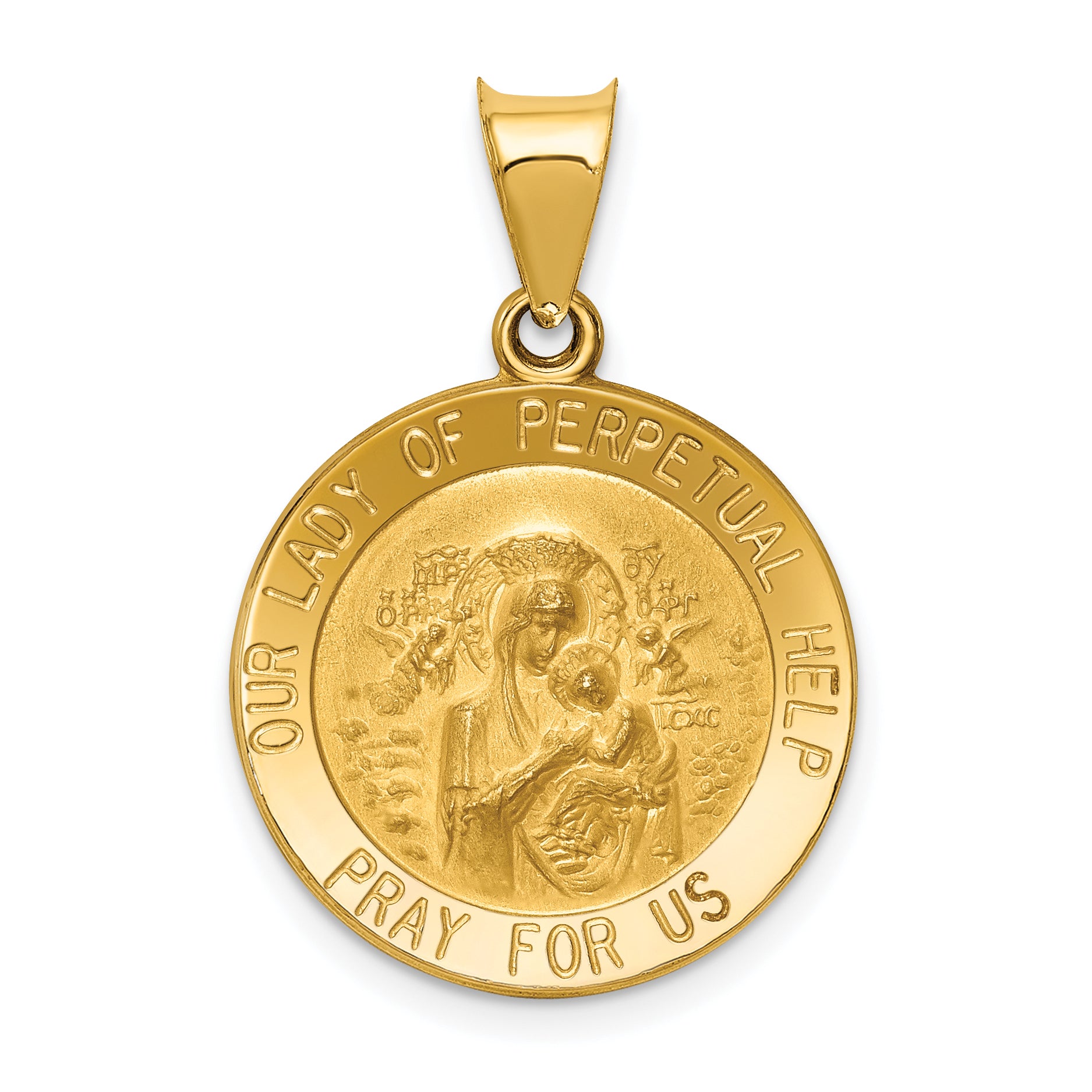 14k Polished/Satin Our Lady Perpetual Help Medal Hollow Pendant Main image