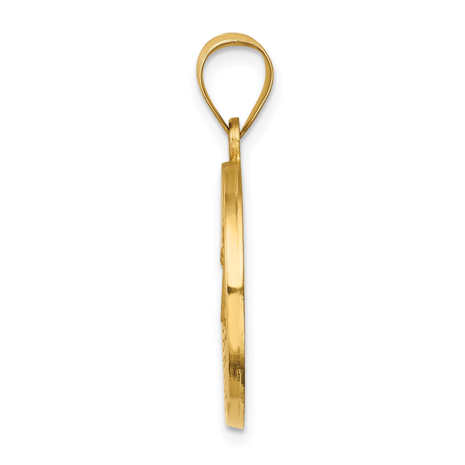 14K Polished and Satin Caridad del Cobre Medal Hollow Pendant Secondary image