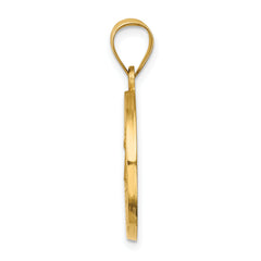 14K Polished and Satin Caridad del Cobre Medal Hollow Pendant