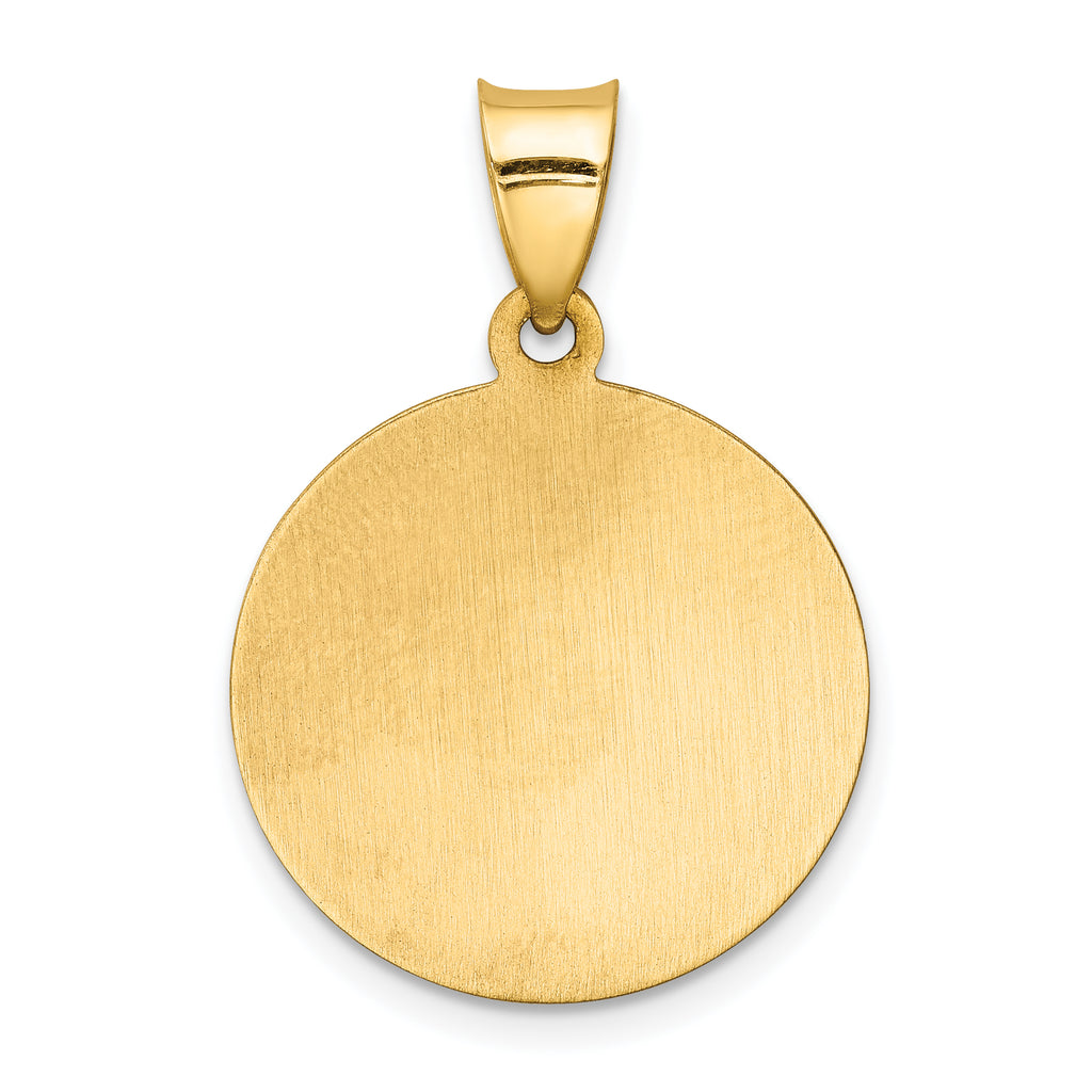 14K Polished and Satin Caridad del Cobre Medal Hollow Pendant