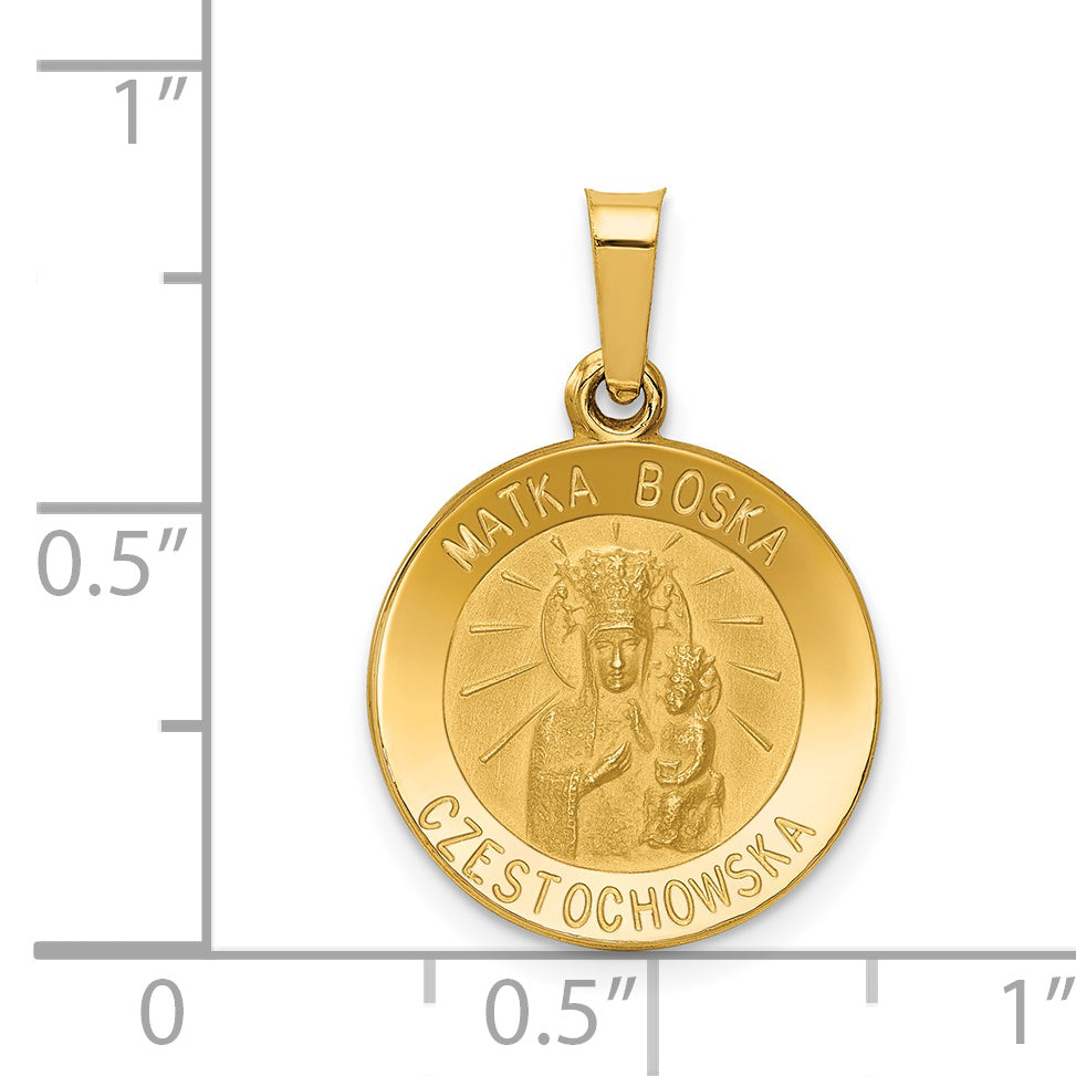 14K Matka Boska Czestochowska Reversible Medal Hollow Pendant