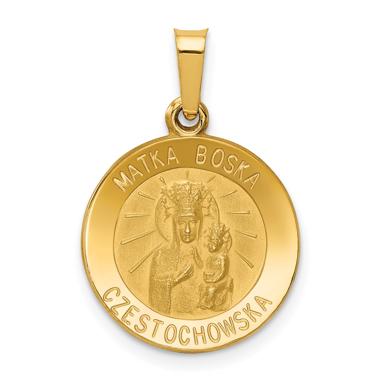 14k Matka Boska Czestochowska Reversible Medal Hollow Pendant
