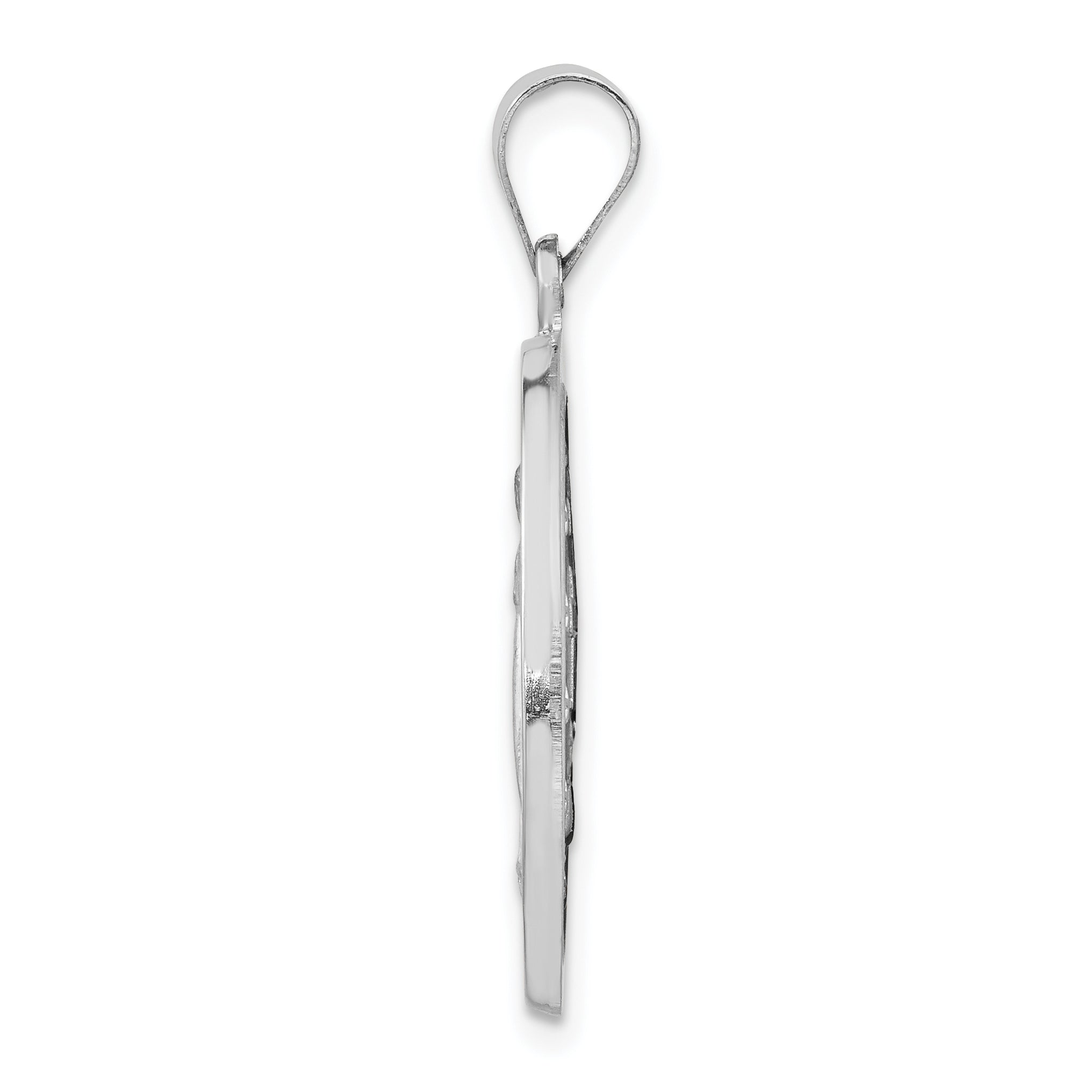 14K White Gold Polished / Satin Miraculous Medal Hollow Pendant Secondary image