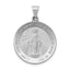 14k White Gold Polished / Satin Miraculous Medal Hollow Pendant