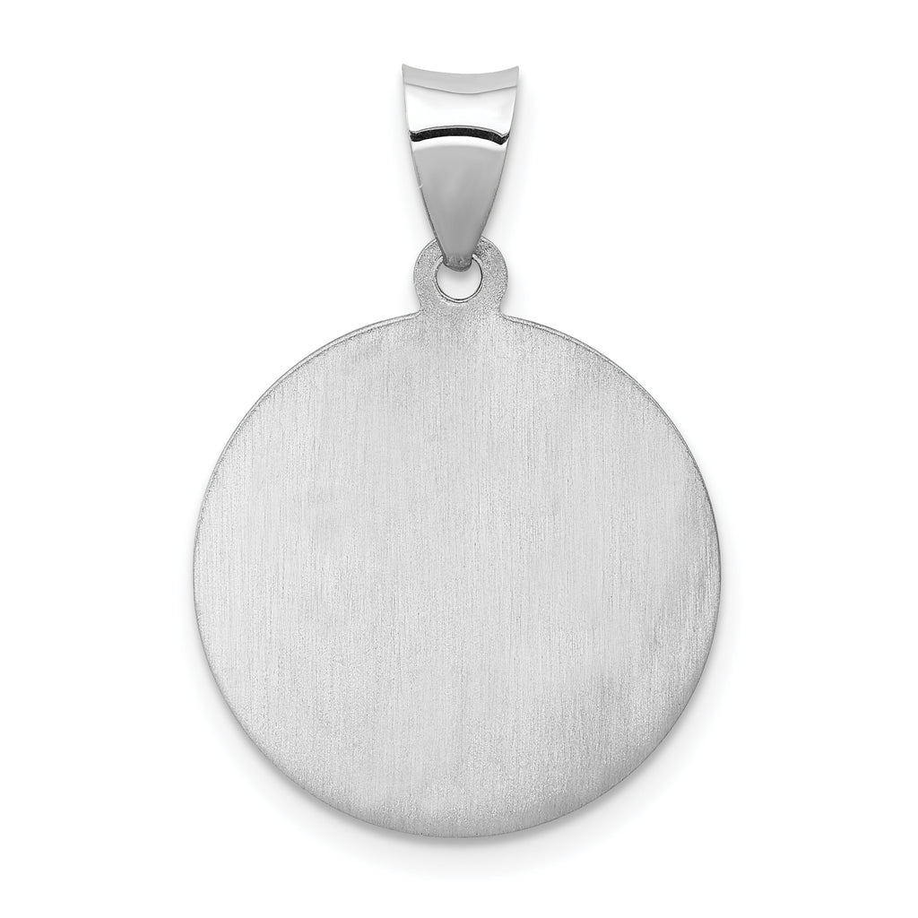 14K White Gold Our Guardian Angel Medal Hollow Pendant