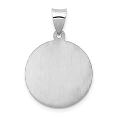 14K White Gold Our Guardian Angel Medal Hollow Pendant