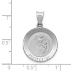 14K White Gold Our Guardian Angel Medal Hollow Pendant