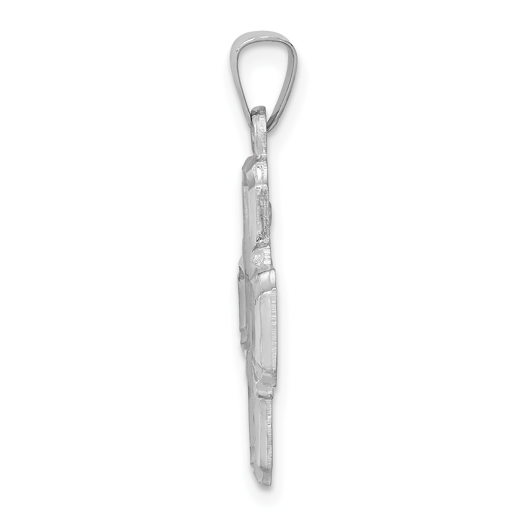 14K White Gold Polished / Satin Four Way Medal Hollow Pendant Secondary image