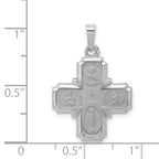 14K White Gold Polished / Satin Four Way Medal Hollow Pendant