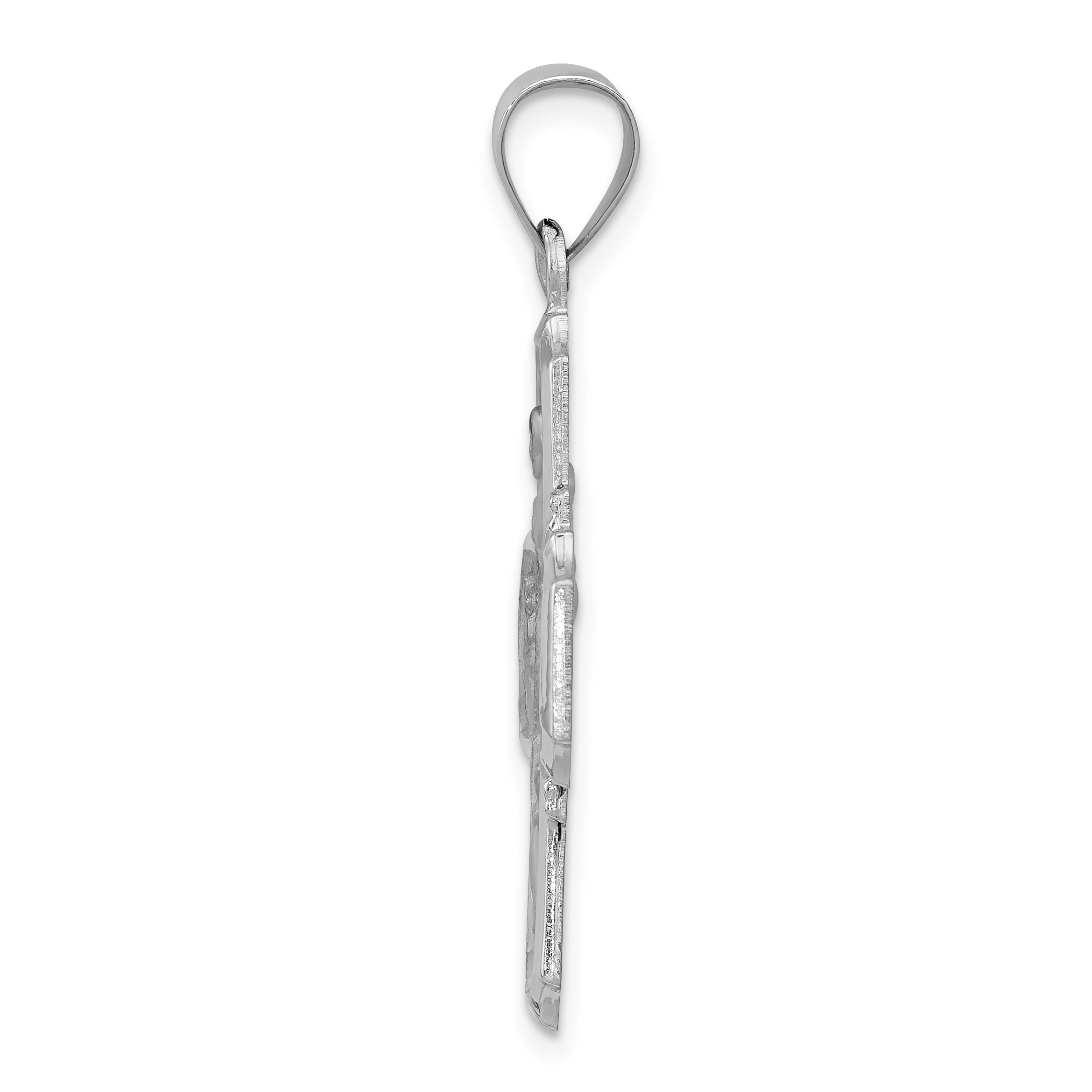 14K White Gold Four Way Medal Hollow Pendant Secondary image