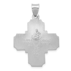 14K White Gold Four Way Medal Hollow Pendant