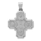 14k White Gold Four Way Medal Hollow Pendant
