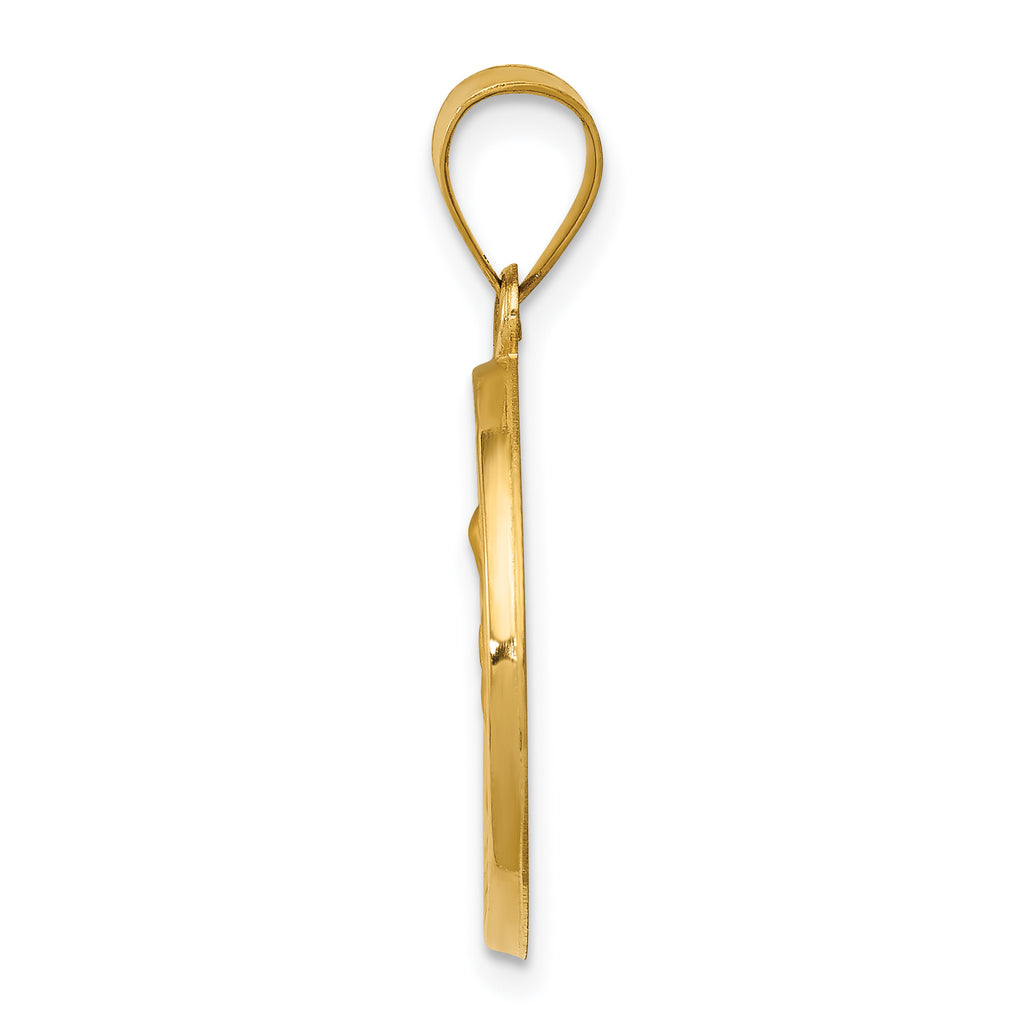 14K Polished and Satin St. Anne Medal Hollow Pendant