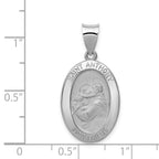 14K White Gold Polished / Satin St. Anthony Medal Hollow Pendant