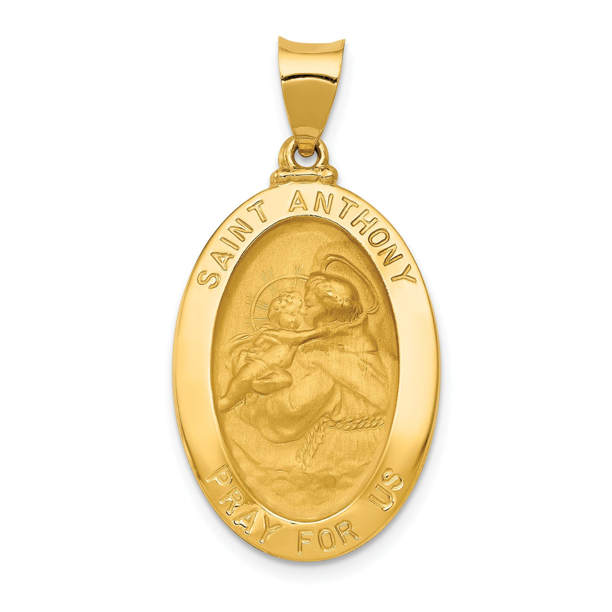 St. Anthony Medal Oval Pendant in 14K Yellow Gold, 33mm - Sophia Jewelers Main image