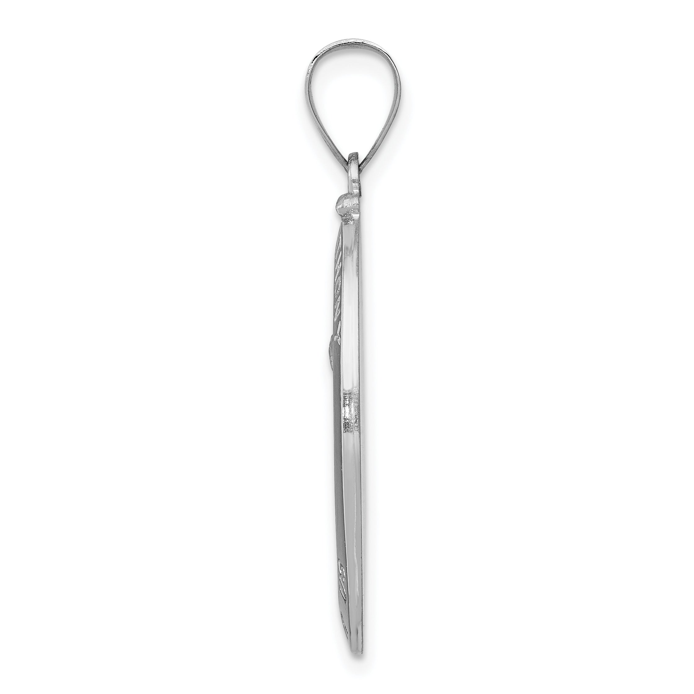 14K White Gold Polished/Satin St. Anthony Medal Hollow Pendant