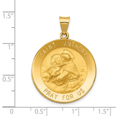 14K Polished and Satin St. Anthony Medal Hollow Pendant