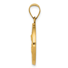 14K Polished and Satin St. Barbara Medal Hollow Pendant