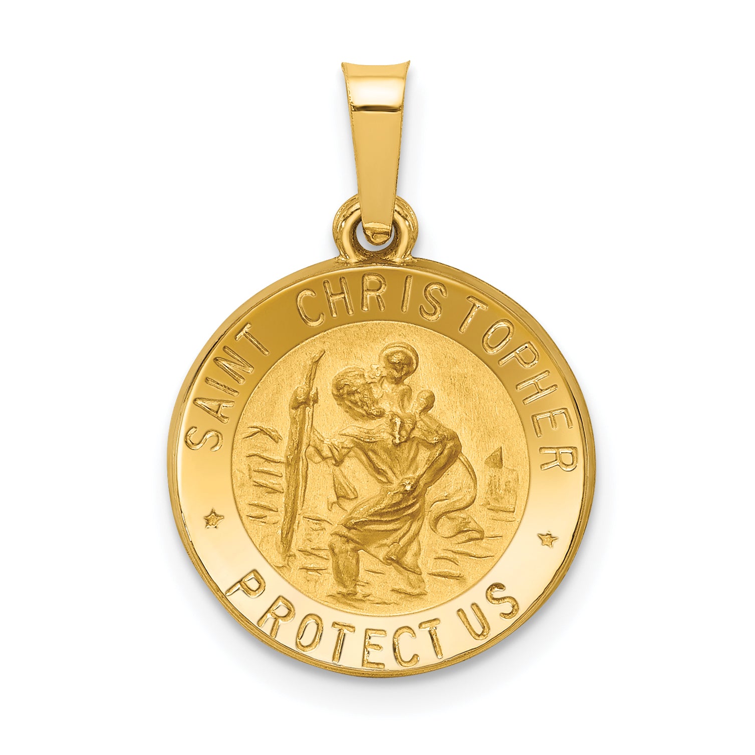 14k Polished and Satin St. Christopher Medal Hollow Pendant Main image